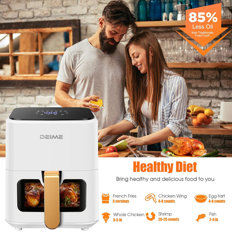 EVGTTI 4.2 qt. Basket Air Fryer, White