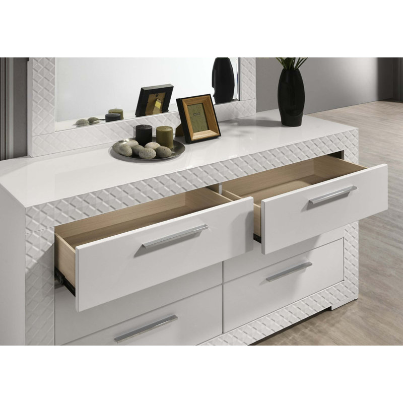 Gorgeous 1Pc Nightstand High Gloss Bar Handle Bedside Table Bedroom Furniture