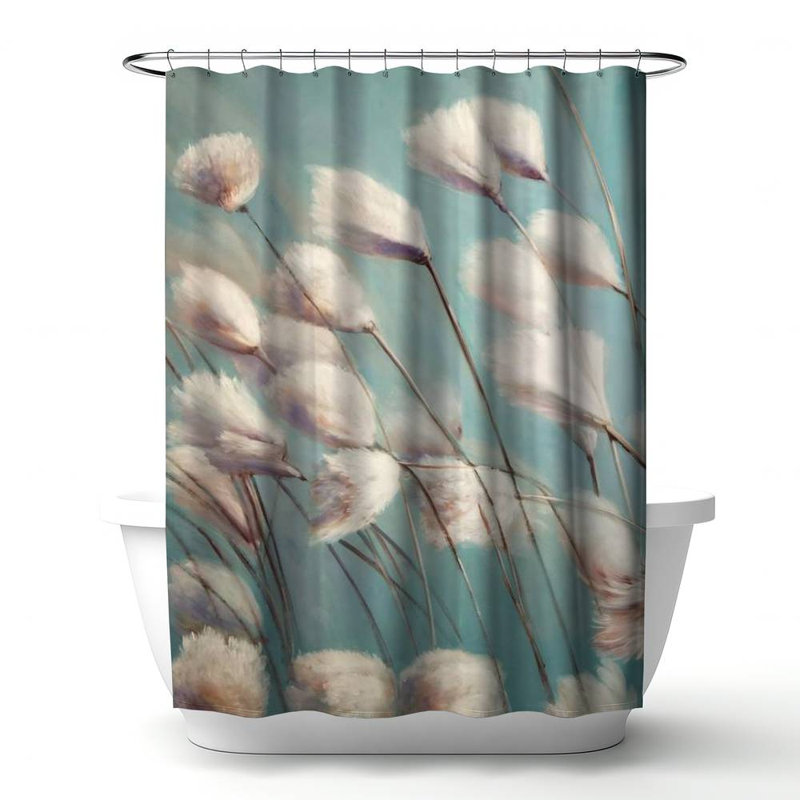 Floral – Polyester Shower Curtain, Dye Sublimation Print, 71" W × 74" L