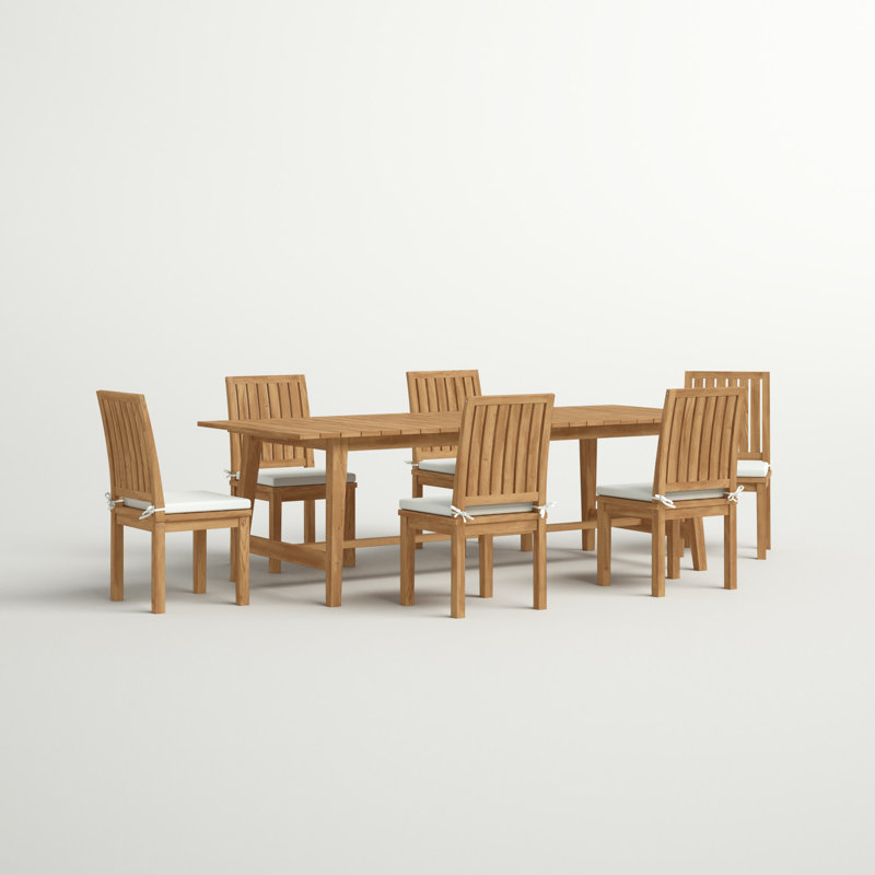 Modway Marina 7 Piece Outdoor Patio Teak Dining Set, 37.5" H x 98.5" L x 39.5" W