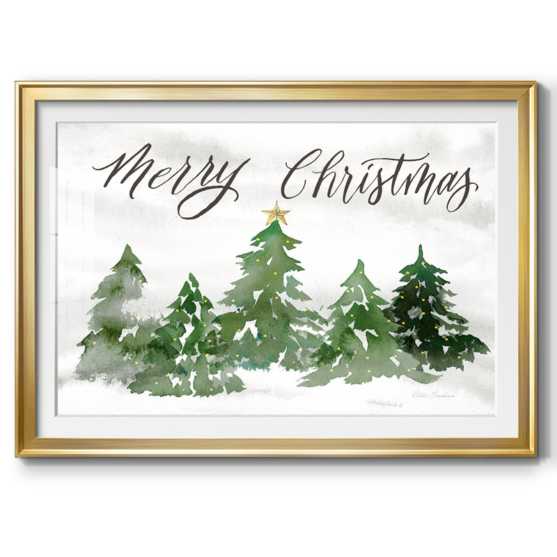 «Merry Christmas», reproduction d'art encadrée, H 19 po x l 27 po x P 1,5 po, Or