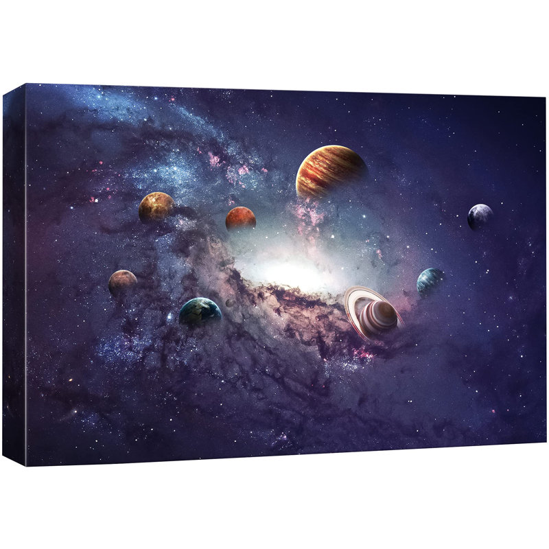 «Système solaire galaxie mauve avec planètes» sur, H 32 po x l 48 po