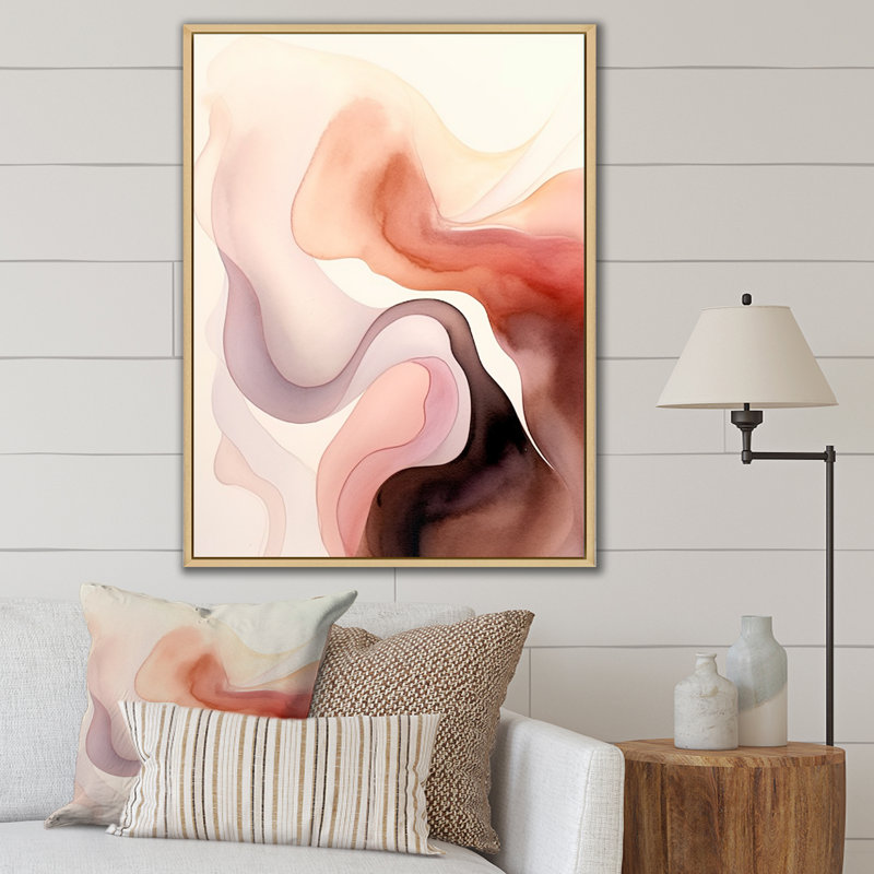 «Distant Clouds Cinnamon Infusion», impression sur toile, Cadre naturel flottant, H 32 po x l 16 po x P 1 po
