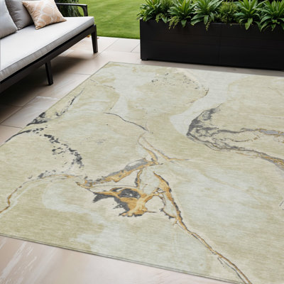 Tapis intérieur lavable abstrait ivoire 5 pi x 8 pi