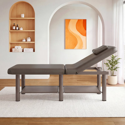 75" Professional Massage Table, Comfortable PU Leather Folding Table, Massage Bed With Adjustable Backrest And Head Pillow