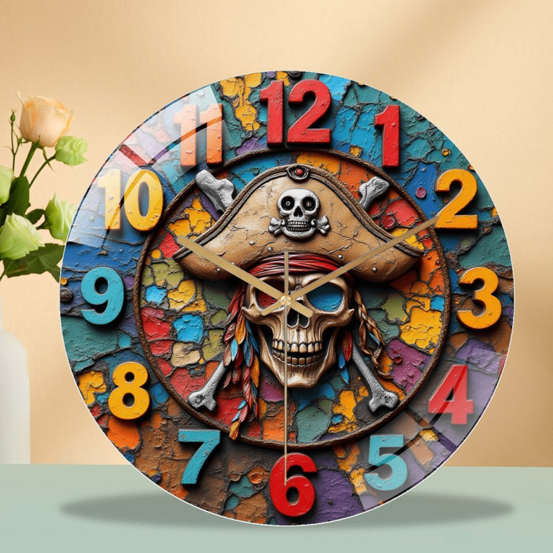 Horloge murale pirate squelette (1) - 12 po moderne