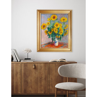 «Monet Sunflowers On Canvas» par Claude Monet, reproduction