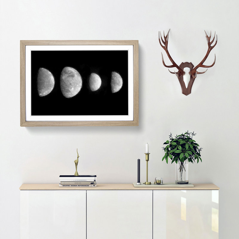 Moons of Jupiter - Picture Frame Painting Print, 36cm H x 48cm W x 2cm D, Oak Framed