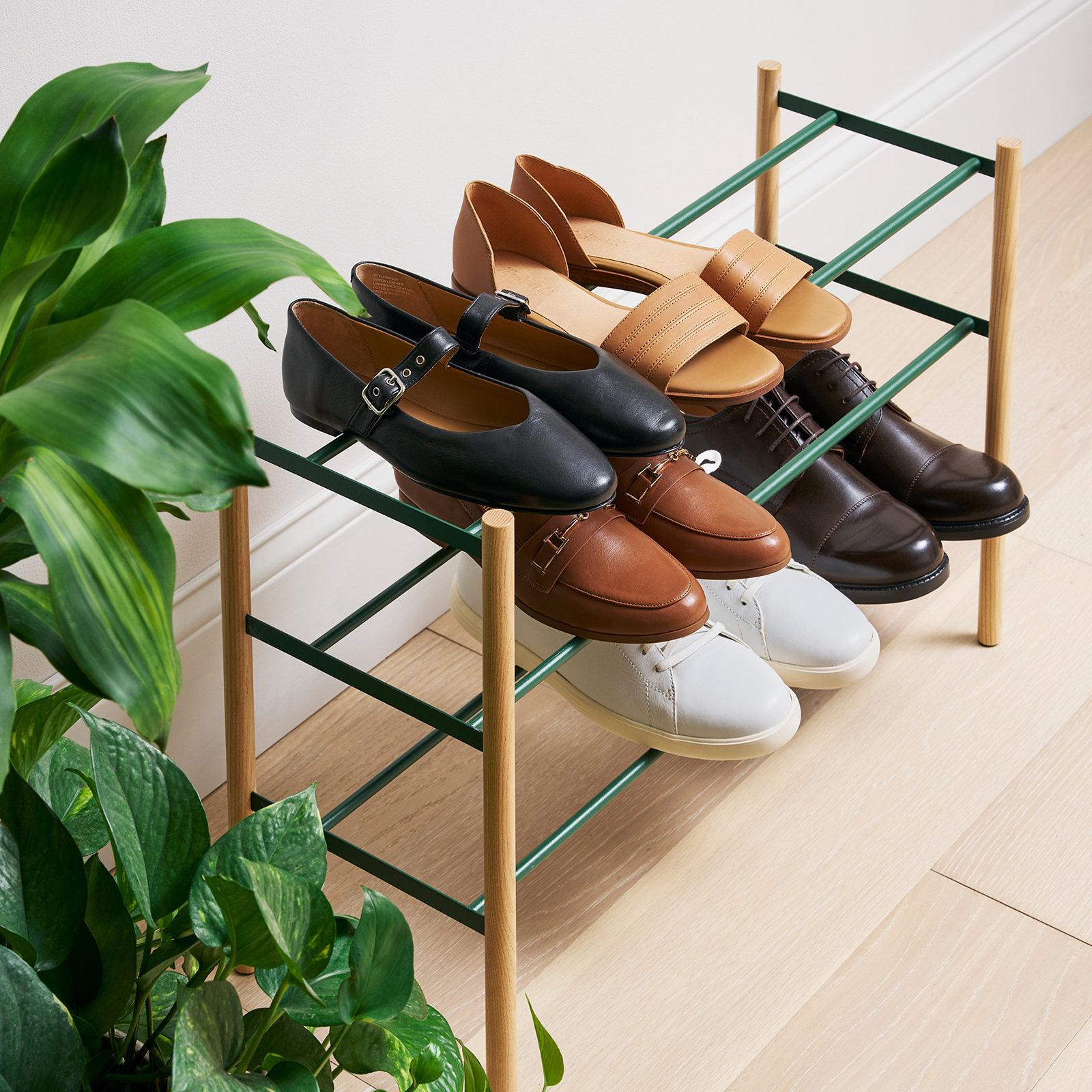 Yamazaki Home 3-Tier Shoe Rack, Green