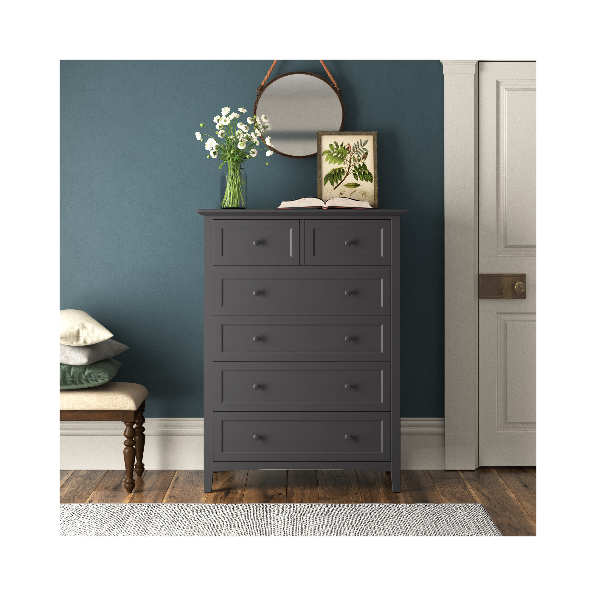Renee 5 - Drawer Dresser, Black