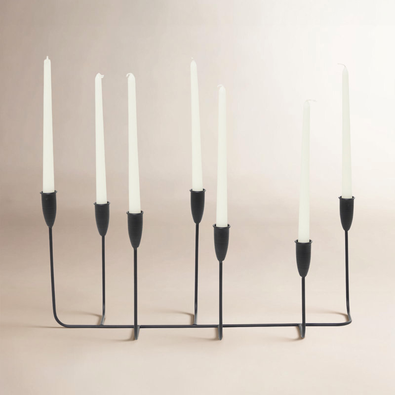 Galya Modern Metal Candelabra Holder, 9.65" H 21.2" W x 8.05" D, Black