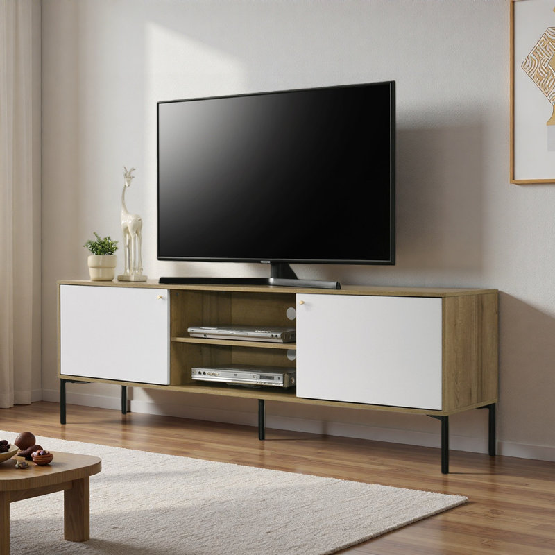70"W White And 2-Door TV Stand