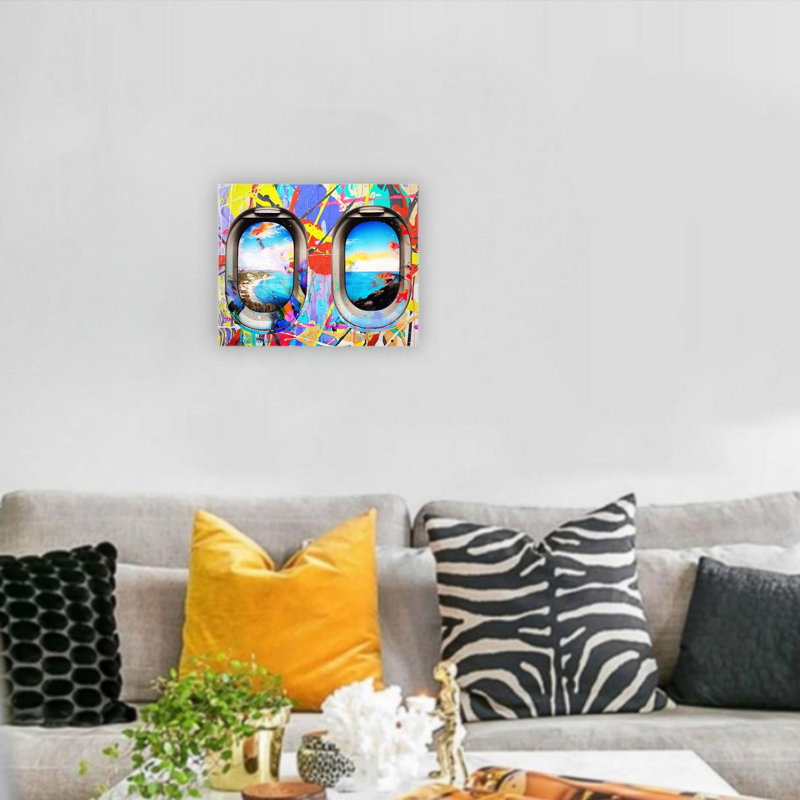 Drôle de siège de fenêtre sans cadre, art mural 12 po x 16 po
