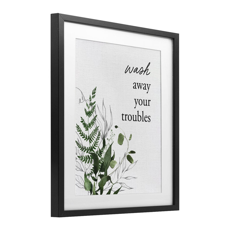 «Forest Foliage Wash Away», reproduction sous verre encadrée, design par lettré et doublé, Cadre noir minuit