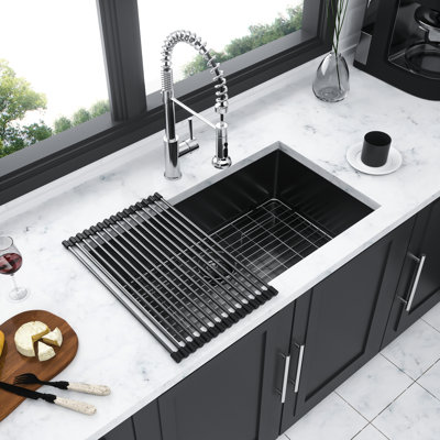 32 Inch Single Bowl Undermount Sink - Gunmetal Black, Stainless Steel, With Soundproofing Pads For Quiet Operation Upgrade Kitchen 10 Deep Basin Versatile And Practical Use