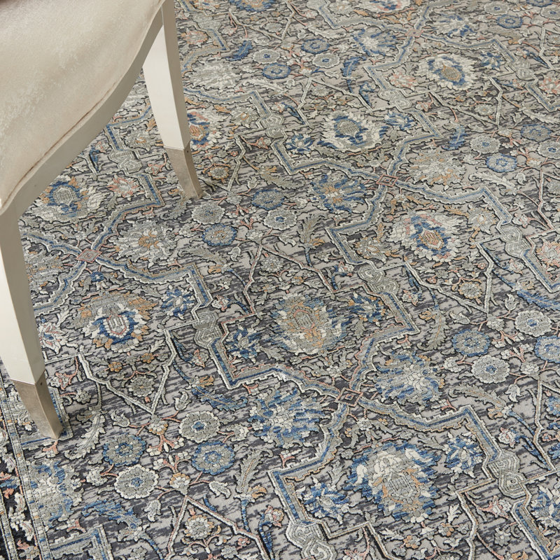 Halle Oriental Gray/Black Area Rug, Rectangle 8'6" x 11'6"
