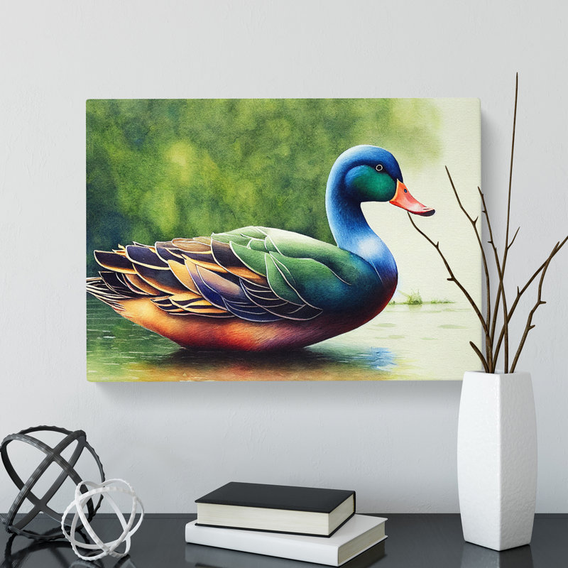 Duck Watercolour Vol.2 - Wrapped Canvas, 40cm H x 60cm W x 3cm D