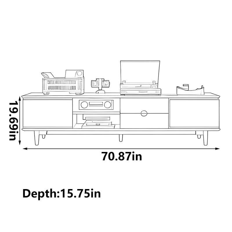 Meuble télé en rotin, 70.87''