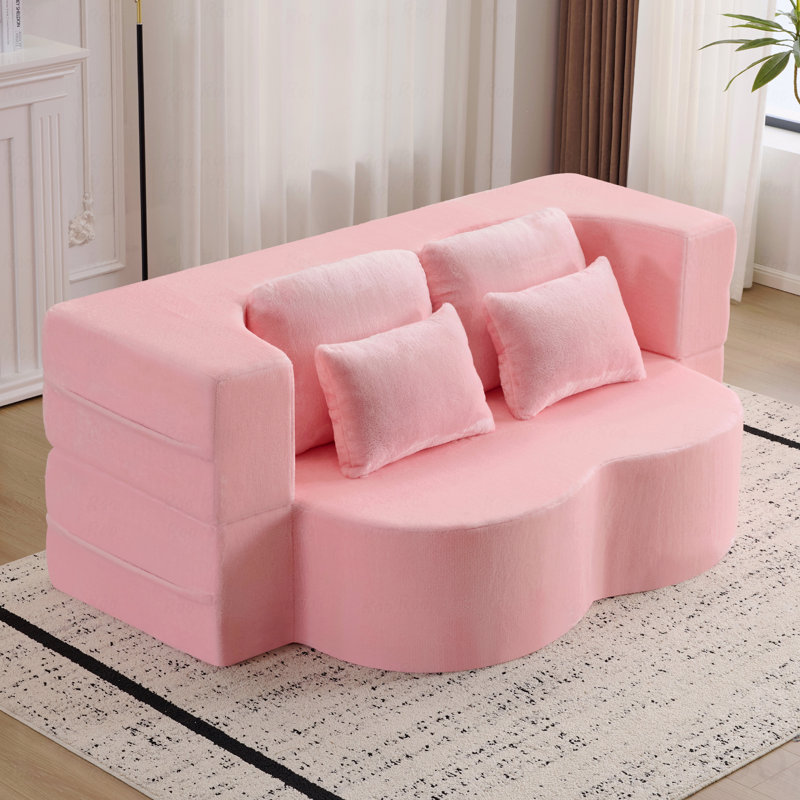 Grand canapé-lit pliable, canapé futon moelleux, canapé-lit convertible en mousse haute densité, canapé-lit pliable, Rose