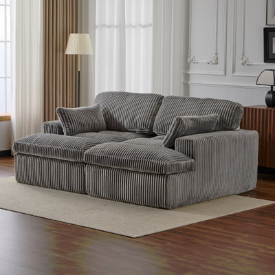Double méridienne intérieure, canapé-lit rembourré surdimensionné pour l'intérieur, canapé-lit luxueux à assise profonde, causeuse modulaire, causeuse en velours côtelé pour le salon, aucun assemblage requis