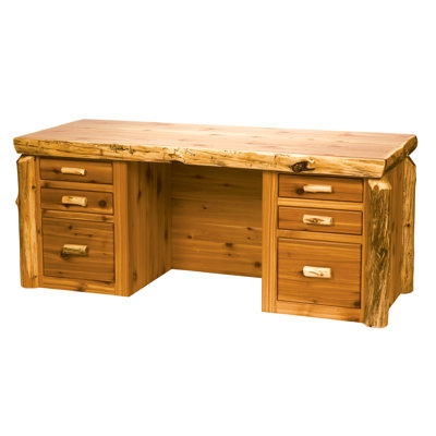 Fireside Lodge Cedar Log Executive Desk - Natural - Armour