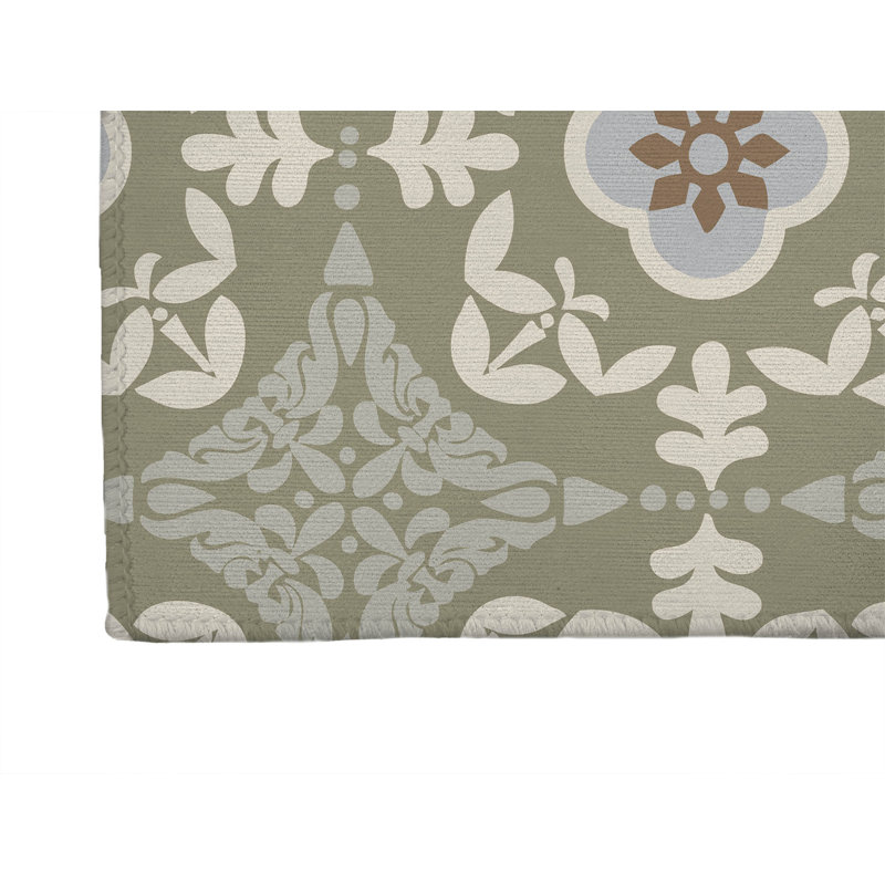 Edan Decorative Non-Slip Outdoor Are Rug, Runner 2'6" x 8', Green