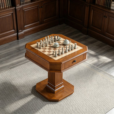 Galini Walnut Finish Game Table