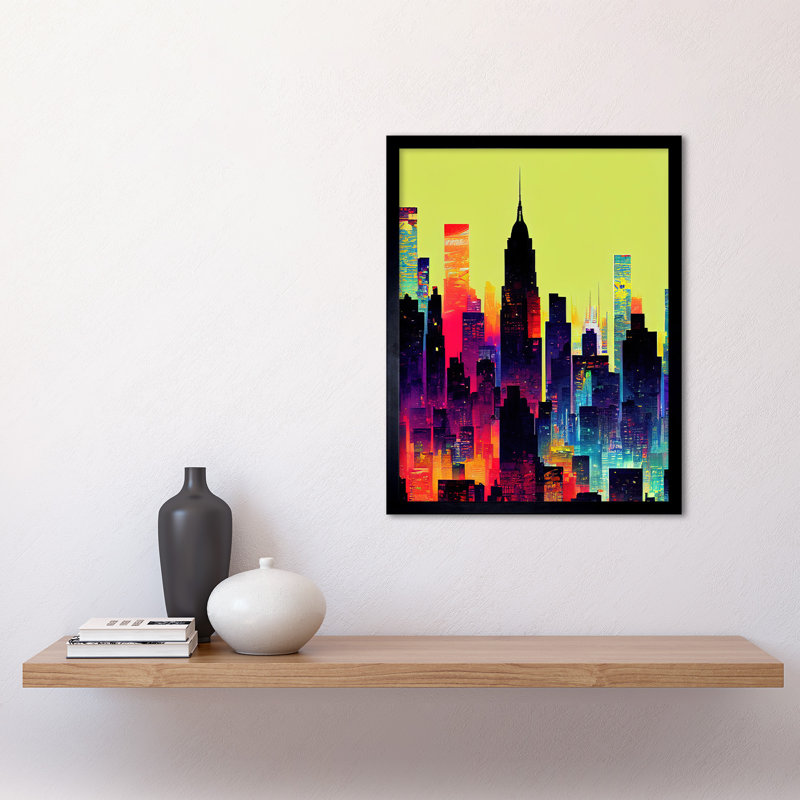 New York Graphic Skyscraper Cityscape - Single Picture Frame Print