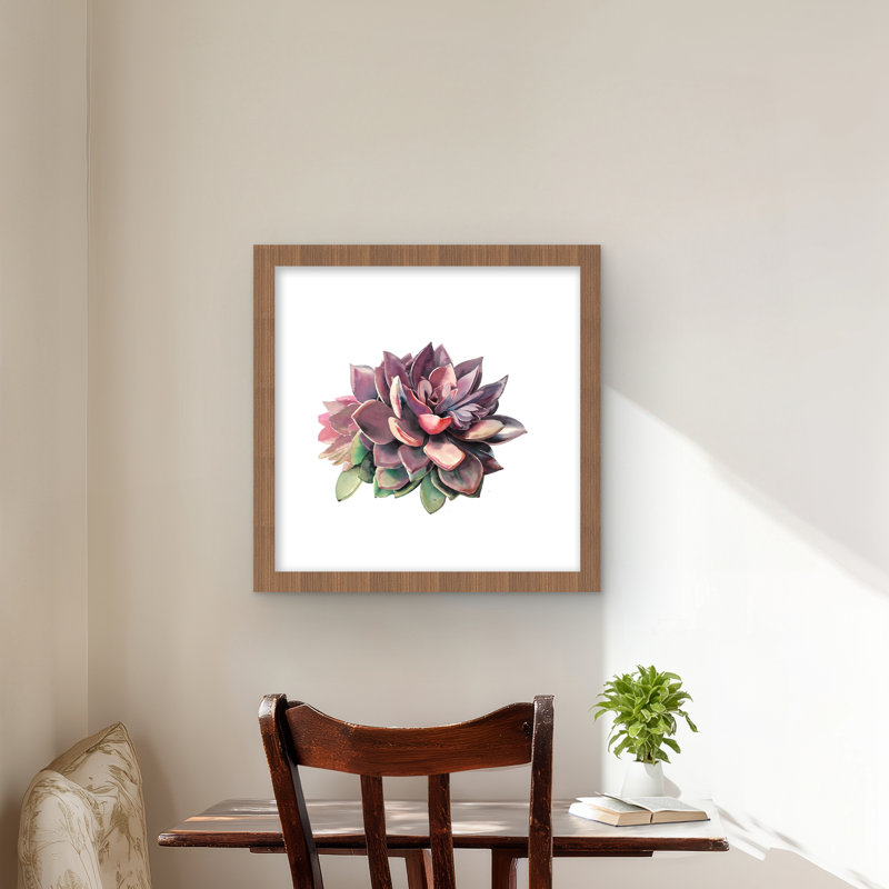 «Succulent - Cactus», reproduction encadrée avec passe-partout | Décoration intérieure, H 16 po x l 16 po, Brun