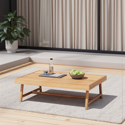Table basse de patio rectangulaire en bois d'acacia, teck