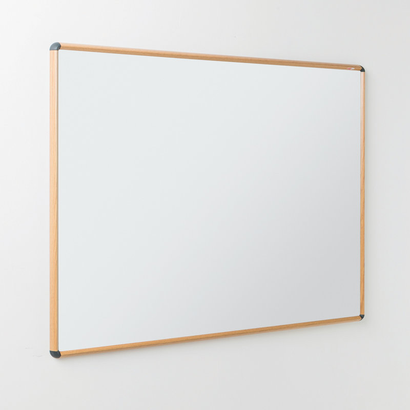 Shield Design Wood Effect Wall Mounted Magnetic Whiteboard, 120cm H x 90cm W
