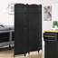 Paravent pliable à 4 panneaux, hauteur de 1,70 m. Noir, tissé à la main avec élégance et un joli sommet arqué. Parfait pour la maison, la chambre ou le bureau. Bois et sangles en polypropylène. Léger et facile à installer.