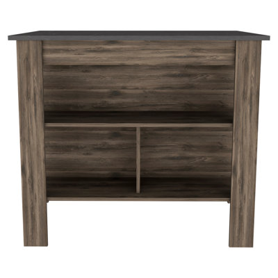 Kitchen Island, Four Legs, Three Shelves  -Dark Brown / Onyx