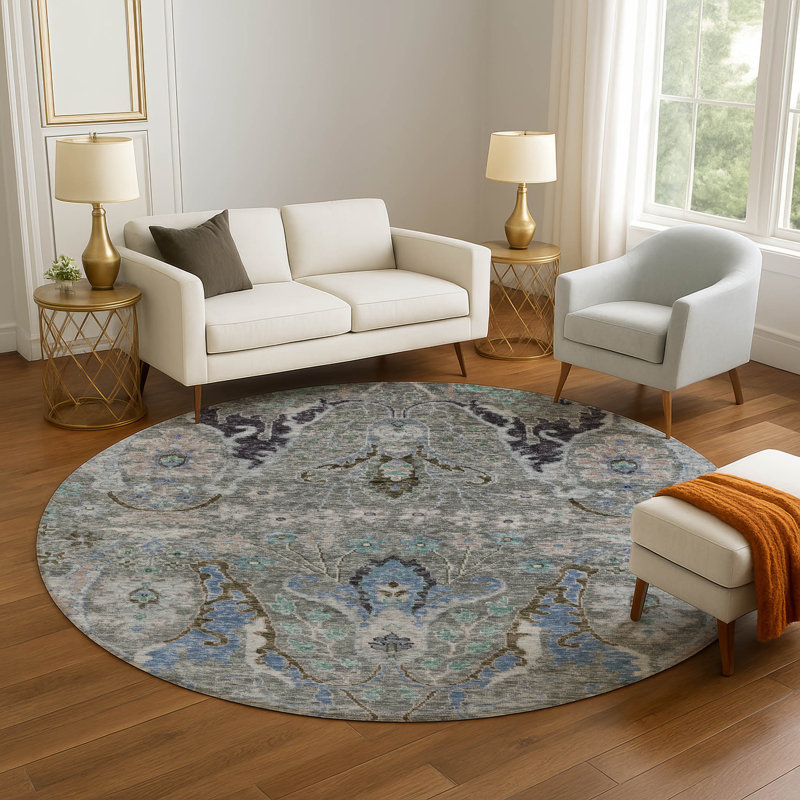 Premium Machine Washable Alaina AMF1932 Modern Rug, Round 8'