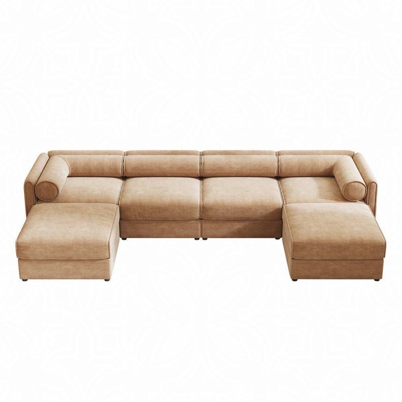 Modular Sectional Sofa with Storage, Extra Large U Shaped Sectional Couch for Living Room, Convertible Modular Sofa Couch with Storage Ottoman, Deep Seat, Cylindrical Backrest and Armrests