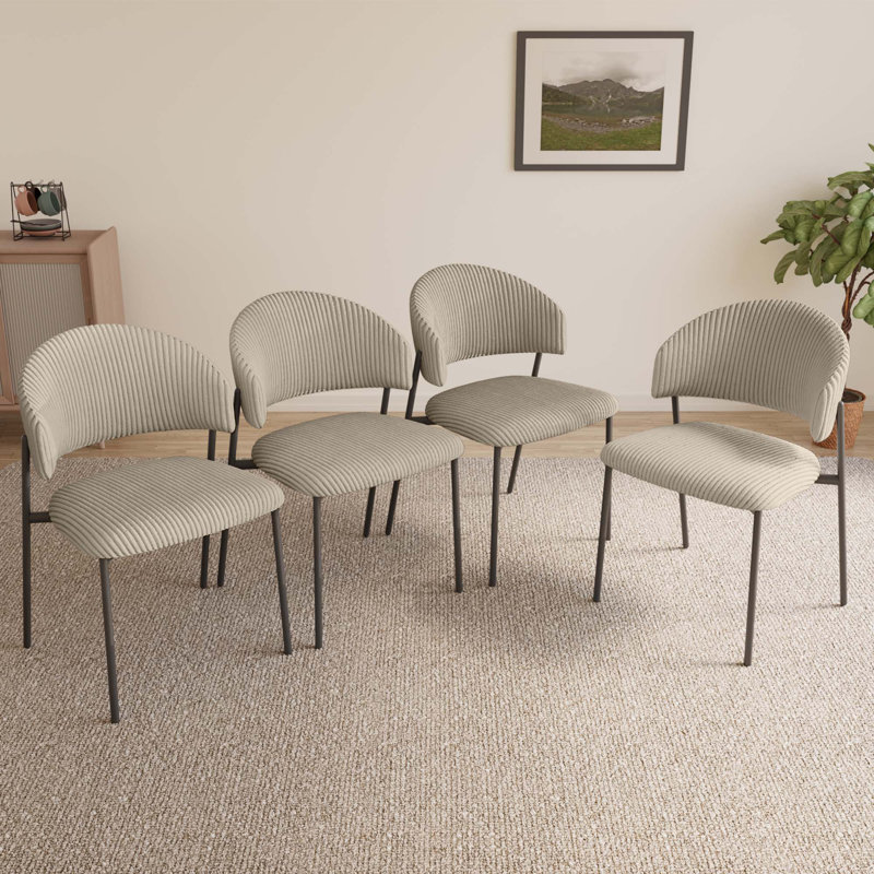 Chaises de salle à manger en velours côtelé, 4, Gris