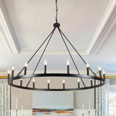 Moomal Candle Style Dimmable Wagon Wheel Chandelier
