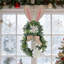 Couronne de printemps de lapin de Pâques pour porte d'entrée Oreilles de lapin mignonnes, verdure artificielle, couronne de buis avec nœud en lin et hortensia blanc pour la porte