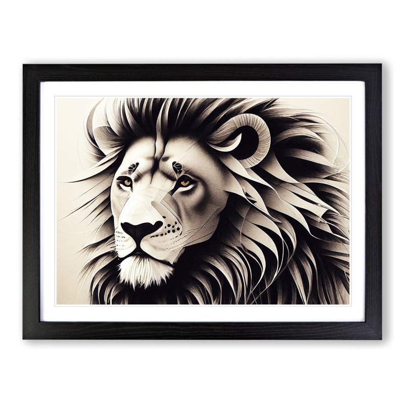 Miraculous Lion - Framed Print, 46cm H x 64cm W, Black Framed