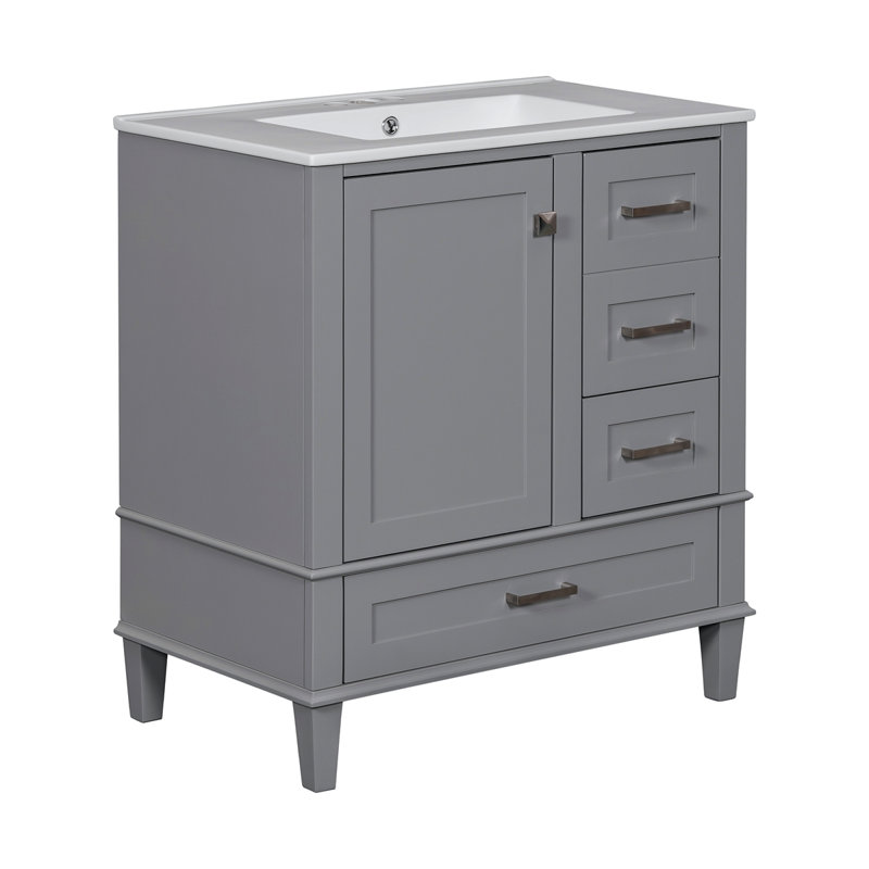 Armoire de salle de bain moderne pour salle de bain, Gris, Gris