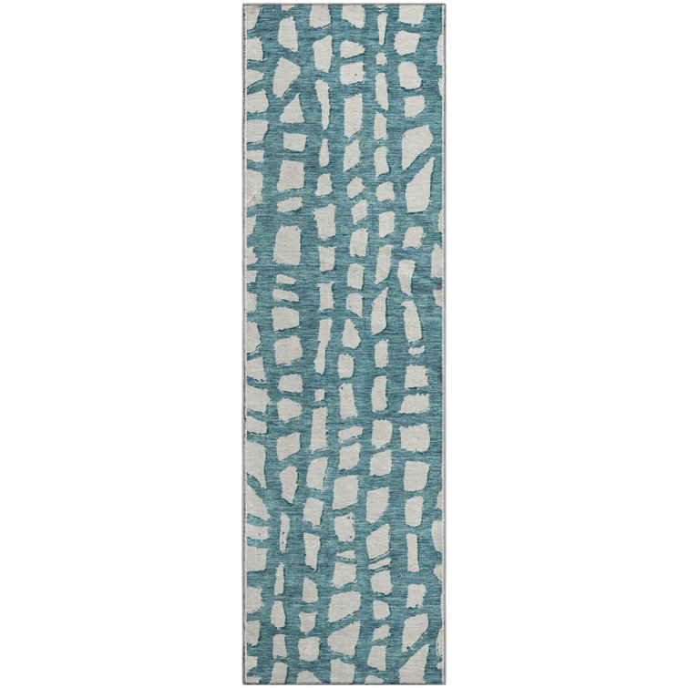 Premium Machine Washable Prisco Teal Rug
