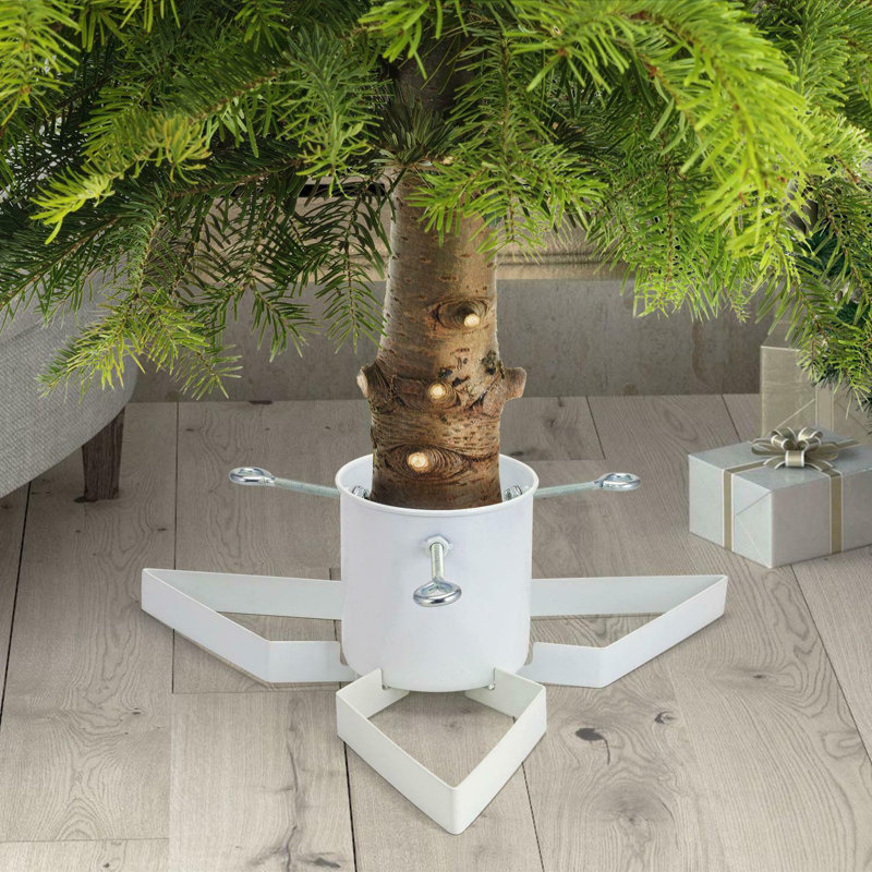 Cast Iron Artificial Tree Stand For Max. Tree Height 6 - 7.9 Ft., White