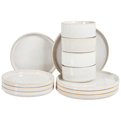 SPIKENARD 12 Piece Handmade Stoneware Dinnerware Set - Service for 4