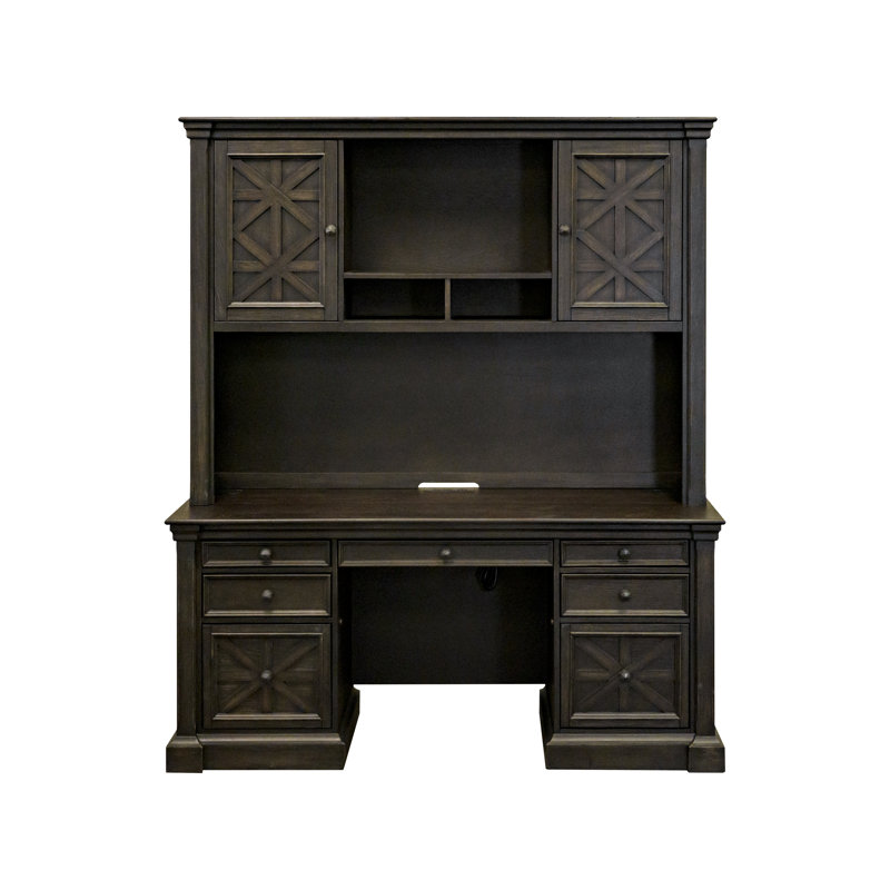 Maja Traditional Wood Hutch With Doors, Storage Hutch, Office Storage, Fully Assembled, Dark Brown