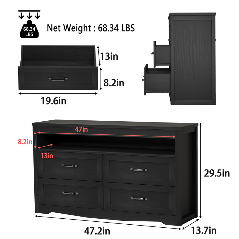 Commode 4 tiroirs Tatyona, Noir