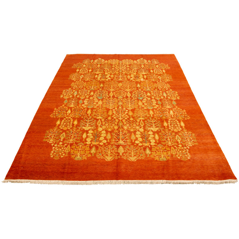 Tapis unique en laine noué à la main style nouvel âge Ushak 8 pi 11 po x 12 pi 3 po Yaak