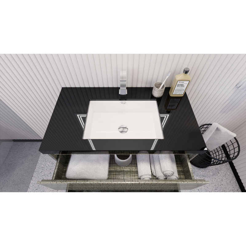 Reyes 35'' Single Bathroom Vanity Base Only, Hight Gloss Ash Gray