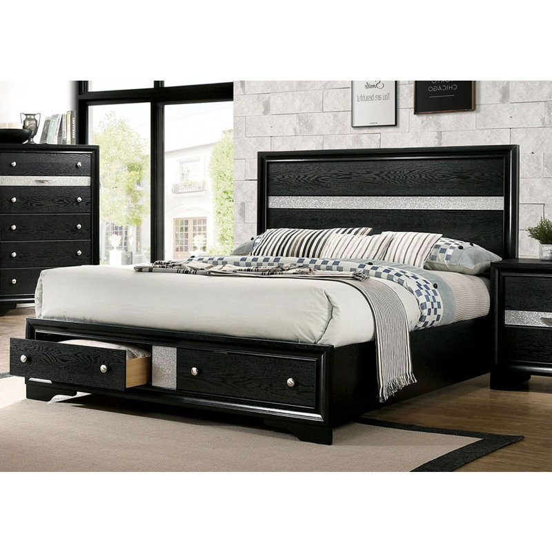 Lit de style contemporain avec tête de lit grand lit 1pc avec meubles de chambre à coucher