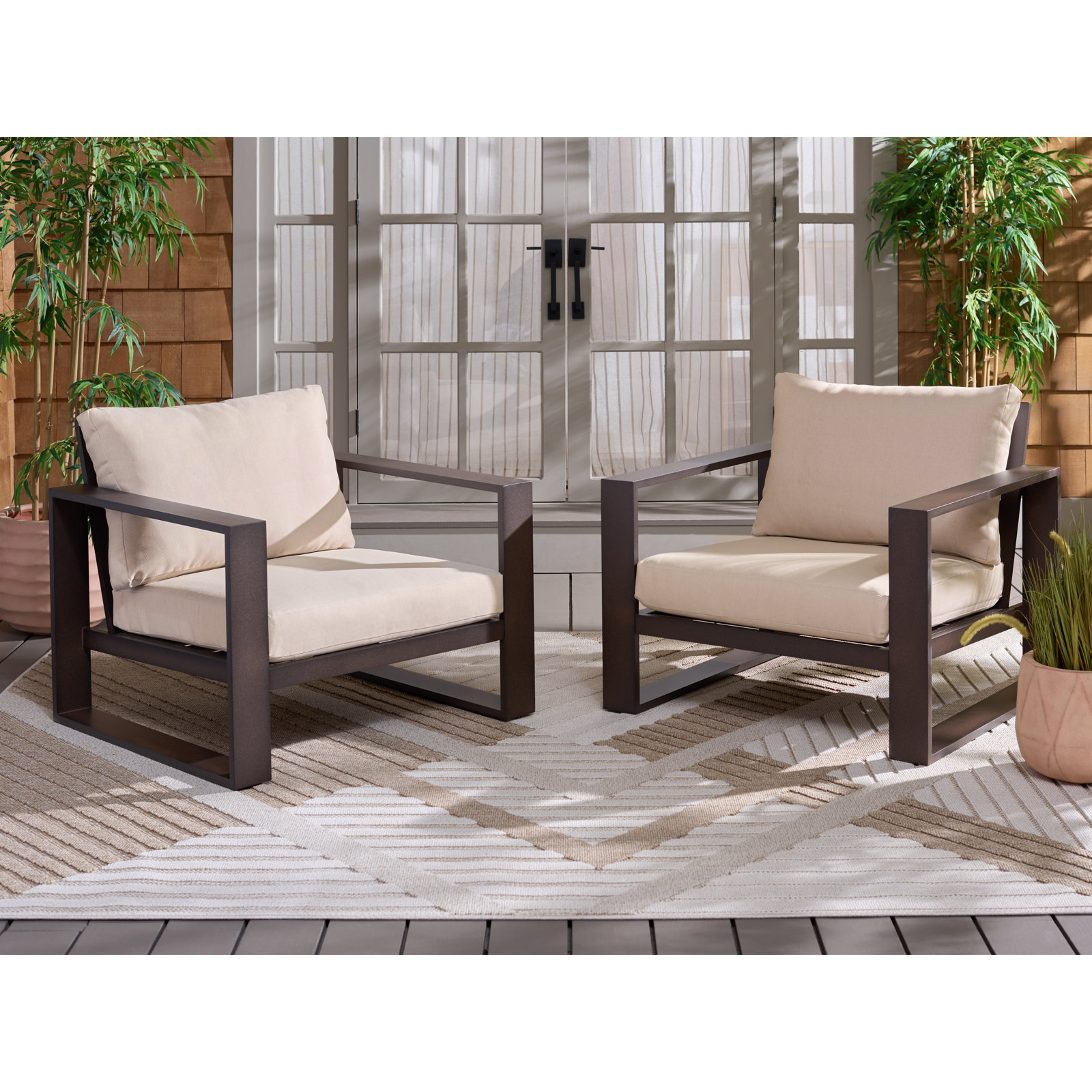 Dwyer Aluminum Outdoor Lounge Chairs, Brown