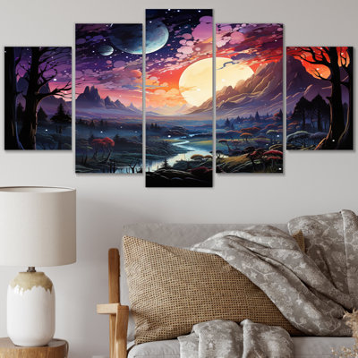 Étoiles Infinity Landscape II - décoration murale étoiles - 5 panneaux